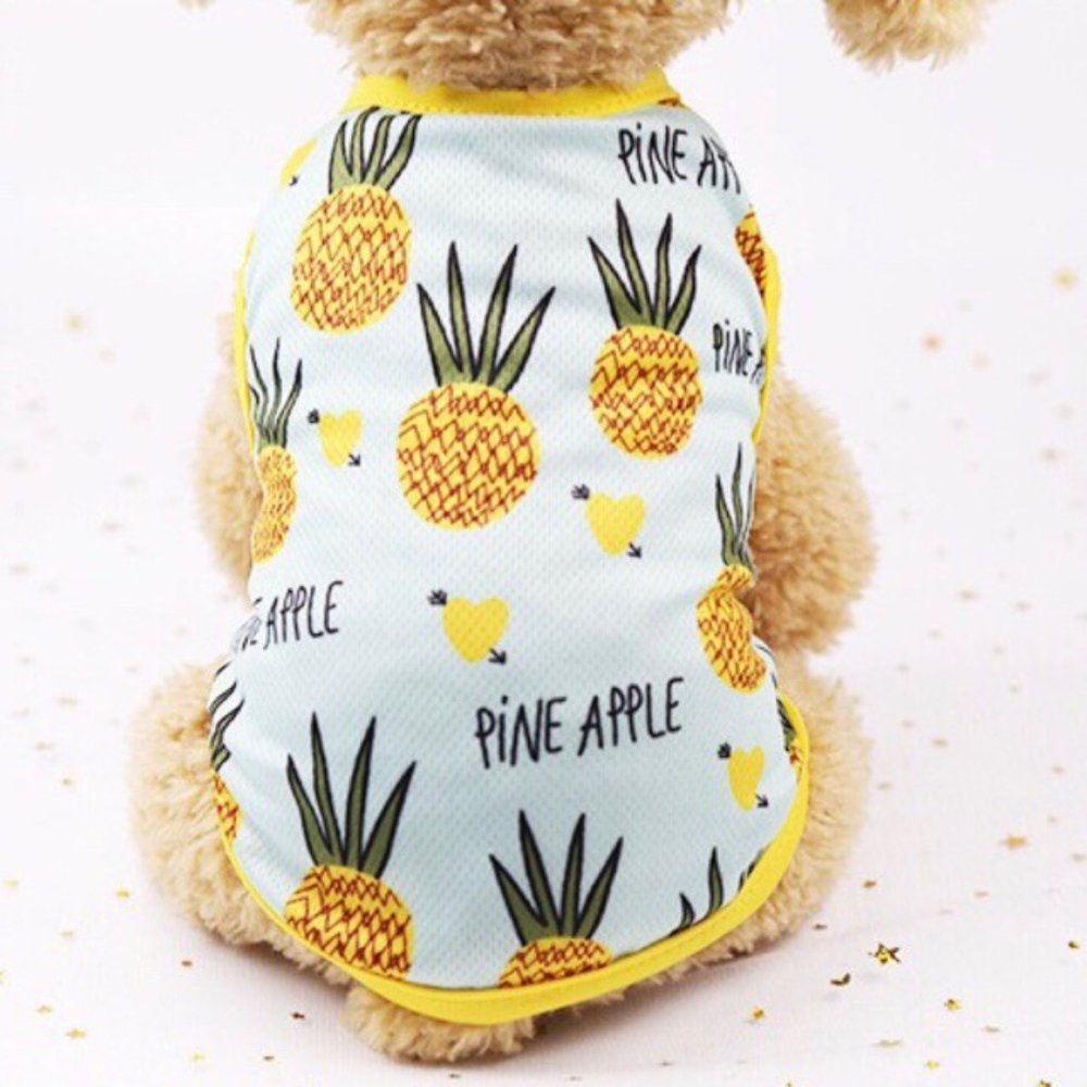 Small Dog Pineapple T-shirt Boy Girl Blue Yellow